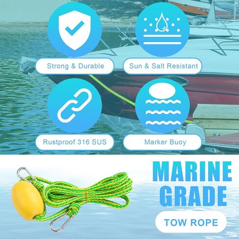 SATINIOR 2 Pcs Floating Kayak Tow Rope with Clips, 40 FT Each, Heavy Duty Float Rope Connect Rescue Line for Anchor Kayaks Fishing Boat Accessories Marker Buoy Float Drift 2000 Lbs in Kuwait