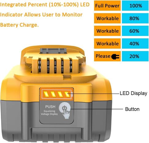 2Pack DCB200 20V 6.0AH بطارية بديلة متوافقة مع DEWALT 20V MAX DCB206-2 DCB-205-2 DCD/DCF/DCG/DCS الأدوات اللاسلكية in Kuwait