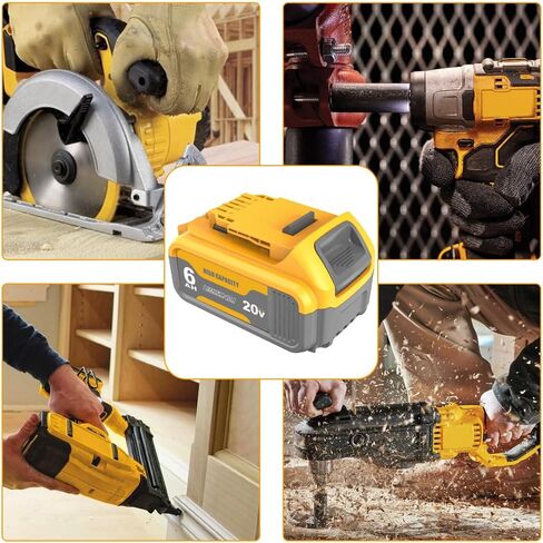 2Pack DCB200 20V 6.0AH بطارية بديلة متوافقة مع DEWALT 20V MAX DCB206-2 DCB-205-2 DCD/DCF/DCG/DCS الأدوات اللاسلكية in Kuwait