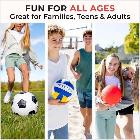 5 Pcs Sport Balls Set Official Size Athletic Balls Include Soccer, Football, Basketball, Volleyball, Playground Ball, Kickball Set, Ball Pump for Indoor Outdoor Game Youth Adult in Kuwait