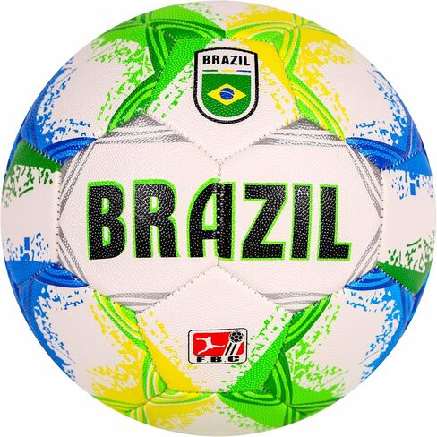 CLASICO Brazil Soccer Ball Size 5 – Premium Match Ball with Green, Yellow & Blue Accents, Durable Training Ball with Pump & Needle, Ages 14 and Up in Kuwait