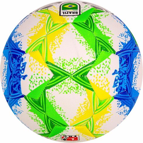 CLASICO Brazil Soccer Ball Size 5 – Premium Match Ball with Green, Yellow & Blue Accents, Durable Training Ball with Pump & Needle, Ages 14 and Up in Kuwait