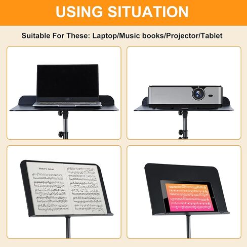 AODSK 5 in 1 Dual-Use Folding Sheet Music Stand & Desktop Book Stand, Adjustable Height Portable Music Stand with Carrying Bag, Sheet Music Clip & Book, for Home School Band, Black in Kuwait