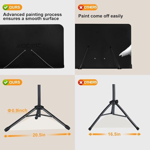 AODSK 5 in 1 Dual-Use Folding Sheet Music Stand & Desktop Book Stand, Adjustable Height Portable Music Stand with Carrying Bag, Sheet Music Clip & Book, for Home School Band, Black in Kuwait