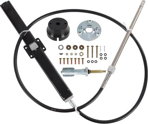 Back Mount Rack Steering System Kit 8FT 10FT 12FT 14FT 16FT 18FT replacecment for Teleflex & Safe-T Includes Rack Helm,Steering Cable,90 Degree Bezel Kit–for Sterndrive,I/O,Outboard & Ski Boats in Kuwait