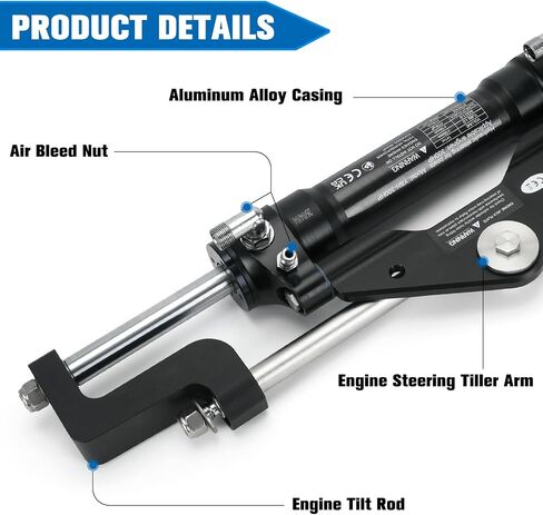300HP Front Mount Hydraulic Steering Cylinder with Two-Way Lock Valve Fits for SeaStar Steering Cylinder HC5345-3 and Outboard Boats up to 300HP, Max Pressure 10.3Mpa/1500PSI in Kuwait