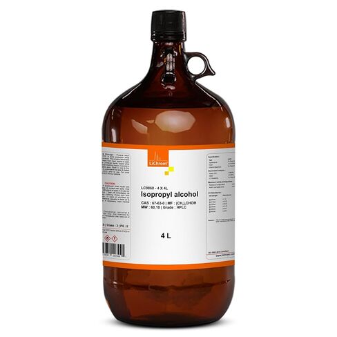 كحول الأيزوبروبيل، درجة HPLC من LiChrom | مذيب عالي النقاء للاستخدام اللوني والتطبيقات التحليلية والاستخدامات البحثية | 4 لتر in Kuwait