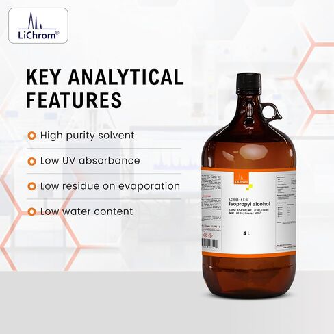 كحول الأيزوبروبيل، درجة HPLC من LiChrom | مذيب عالي النقاء للاستخدام اللوني والتطبيقات التحليلية والاستخدامات البحثية | 4 لتر in Kuwait