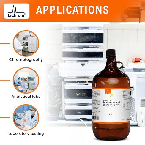 كحول الأيزوبروبيل، درجة HPLC من LiChrom | مذيب عالي النقاء للاستخدام اللوني والتطبيقات التحليلية والاستخدامات البحثية | 4 لتر in Kuwait