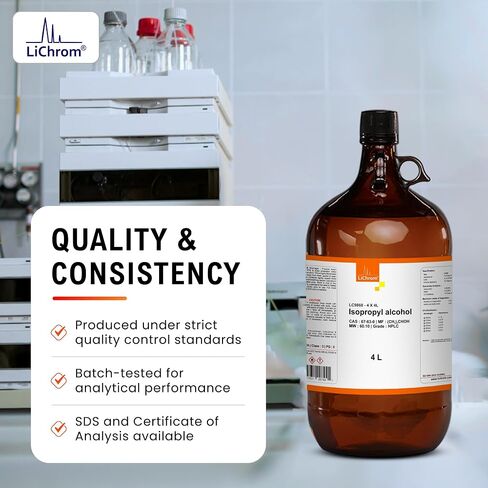 كحول الأيزوبروبيل، درجة HPLC من LiChrom | مذيب عالي النقاء للاستخدام اللوني والتطبيقات التحليلية والاستخدامات البحثية | 4 لتر in Kuwait