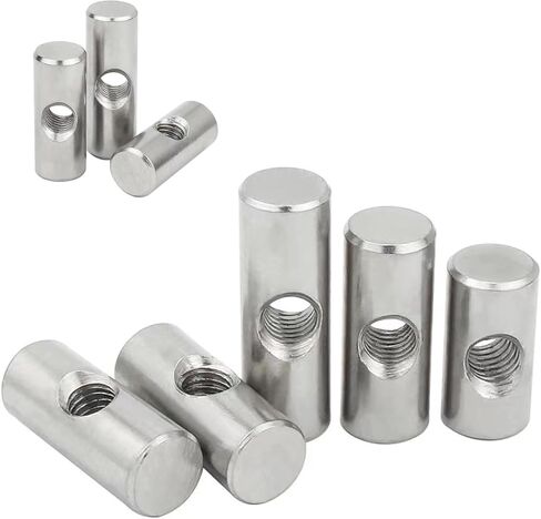 Barrel Bolts,Barrel Bolt Barrel Bolts, M4 M5 M6 M8 Cylindrical Pin Dowel Cross Hole Hammer Embedded Nut for Wood Furniture(5pcs,M4 6x25) in Kuwait