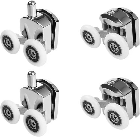 Shower Door Rollers 23mm Zinc Alloy Shower Door Wheels Curved Shower Rollers with Anti-Collision Block Bathroom Door Accessories(8pcs) in Kuwait