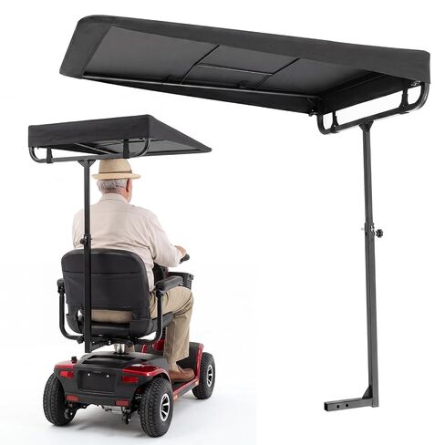 Sunshade Canopy for Mobility Scooters, 39" x 27" Scooter Sun Shade Umbrella for Elderly Users, Universal Fit for 1" x 1" Square Accessory Port, Tool-Free Outdoor Sun & Rain Protection in Kuwait