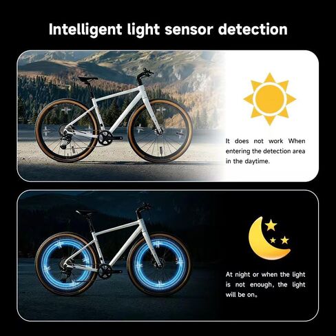 Bike Spoke Lights, Waterproof Bicycle Wheel Lights for Night Riding, Motion Sensor & Light Sensor, 32 Safety Lighting Modes, 2 Sets Bicycle Wheel Lights, Auto & Manual Dual Switch, Rechargeable in Saudi Arabia