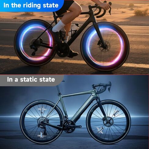 Bike Spoke Lights, Waterproof Bicycle Wheel Lights for Night Riding, Motion Sensor & Light Sensor, 32 Safety Lighting Modes, 2 Sets Bicycle Wheel Lights, Auto & Manual Dual Switch, Rechargeable in Saudi Arabia