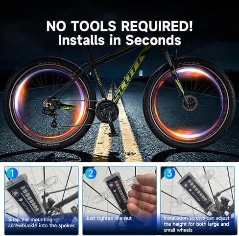 Bike Spoke Lights, Waterproof Bicycle Wheel Lights for Night Riding, Motion Sensor & Light Sensor, 32 Safety Lighting Modes, 2 Sets Bicycle Wheel Lights, Auto & Manual Dual Switch, Rechargeable in Saudi Arabia