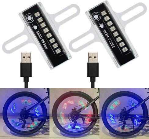 Bike Spoke Lights, Waterproof Bicycle Wheel Lights for Night Riding, Motion Sensor & Light Sensor, 32 Safety Lighting Modes, 2 Sets Bicycle Wheel Lights, Auto & Manual Dual Switch, Rechargeable in Saudi Arabia