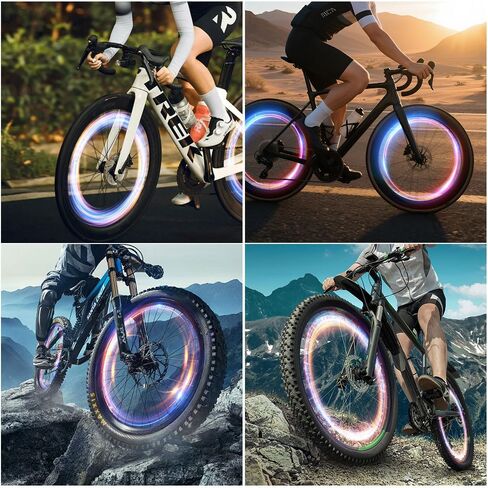 Bike Spoke Lights, Waterproof Bicycle Wheel Lights for Night Riding, Motion Sensor & Light Sensor, 32 Safety Lighting Modes, 2 Sets Bicycle Wheel Lights, Auto & Manual Dual Switch, Rechargeable in Saudi Arabia