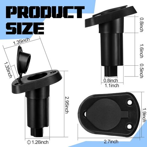 Lewtemi 2 Pack Boat Stern Lights Socket 2-pin Yacht Anchor Light Socket - Black Nylon Waterproof 12-24v Dc Base for 24" LED Navigation Pole in Kuwait