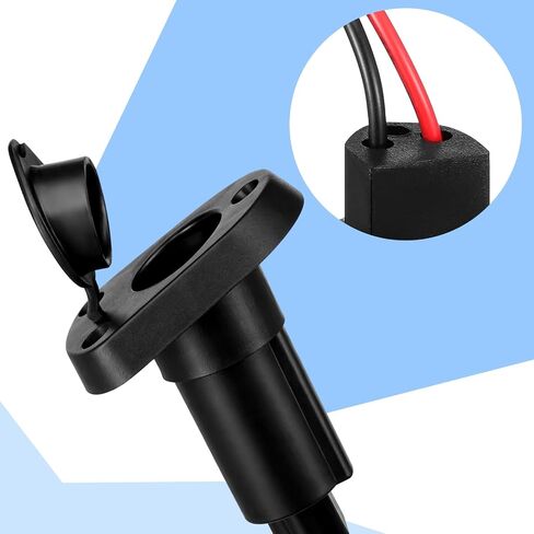 Lewtemi 2 Pack Boat Stern Lights Socket 2-pin Yacht Anchor Light Socket - Black Nylon Waterproof 12-24v Dc Base for 24" LED Navigation Pole in Kuwait