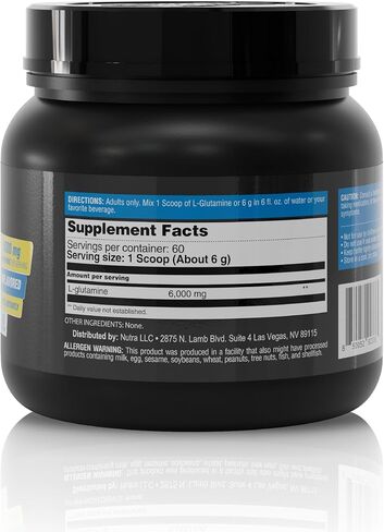 L-Glutamine Premium Powder - 6,000 mg per Serving for Muscle Recovery - Unflavored, Vegan, Non-GMO, Gluten-Free, Dairy-Free, 40 Servings for Improved Performance and Faster Recovery in Saudi Arabia