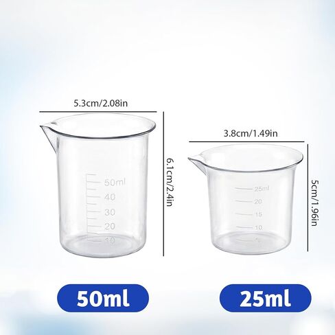 Plastic Beaker Set, 6 Sizes Low Form Measuring Graduated Polypropylene Beakers in 500 ml, 250 ml, 200 ml, 100 ml, 50 ml, 25 ml for Laboratories, Classrooms or Home Use with 6 Plastic Droppers in 3 ml in Kuwait