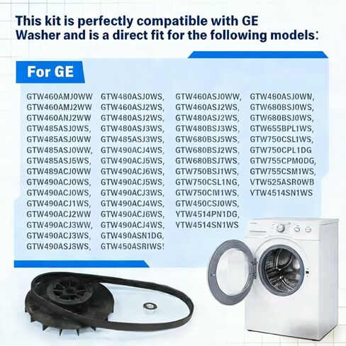 بكرة محرك WH03X32217 1/2 HP مع صامولة وحزام محرك WH01X24180 متوافق مع قطعة استبدال غسالة GE WH07X24182، WH49X25377، 4975025، 4455970 AP7018598، PS16554753 in Kuwait