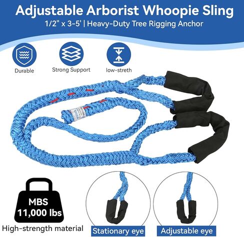 مجموعة أدوات Port A Wrap Whoopie Sling، متوسطة الحجم لأعمال الأشجار، قوة كسر 7000 رطل، نسبة حمل العمل 10:1 عند 2000 رطل، معدات تزوير الأشجار الشجرية in Kuwait