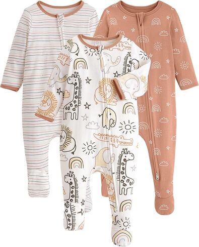 yoofoss baby pajamas 100 ٪ من القطن العضوي نائم للأطفال حديثي الولادة 0-3 3-6 6-9 أشهر ملابس الأولاد 3pcs in Kuwait