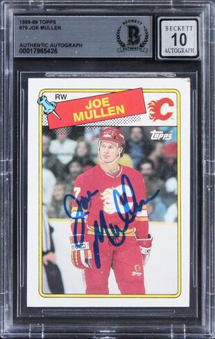 Flames Joe Mullen Signed 1998 Topps #76 Card Auto Gem Mint 10! BAS Slabbed - Hockey Slabbed Autographed Rookie Cards in Kuwait