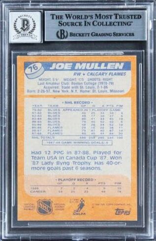 Flames Joe Mullen Signed 1998 Topps #76 Card Auto Gem Mint 10! BAS Slabbed - Hockey Slabbed Autographed Rookie Cards in Kuwait