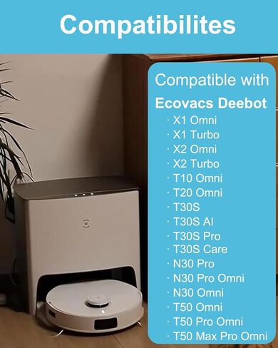 12 قطعة من وسادات الممسحة لـ ECOVACS DEEBOT X1 Omni/X1 Turbo/T20 Omni/T10 Omni/X2 Omni/T30S/N30 Pro Omni/N30 Omni/T30S AI/T30S Pro/T30S CARE/T50 OMNI/T50 PRO OMNI/T50 MAX PRO Omni Robot Vacuum، قابل للغسل in Kuwait