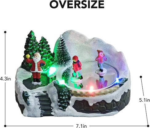 Christmas Village Scene Animated Skating Pond, 8 Classic Musical, Moving Ice Skating Rink Decoration for Home Decor, Festive Gift in Saudi Arabia