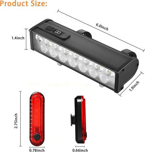 15 مصباح LED 2400 لومن للدراجة، مصابيح دراجة قابلة لإعادة الشحن USB 4800 مللي أمبير في الساعة للركوب الليلي، مصباح أمامي للدراجة بشعاع عريض 150 درجة، 4+4 أوضاع إضاءة IPX6 شريط إضاءة مقاوم للماء لدراجة Ebike Scooter MTB in Kuwait