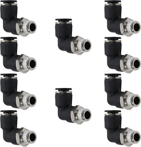 10PCS Pneumatic Male Elbow 3/8" Tube OD x 1/4" NPT Thread Push to Connect Air Fittings,90 Degree Quick Connector for Air Compressor Air Horn Air Bag in Kuwait