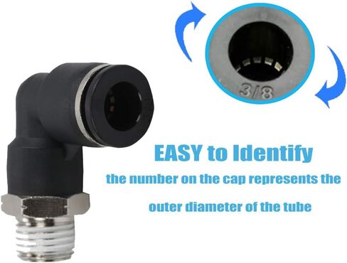 10PCS Pneumatic Male Elbow 3/8" Tube OD x 1/4" NPT Thread Push to Connect Air Fittings,90 Degree Quick Connector for Air Compressor Air Horn Air Bag in Kuwait