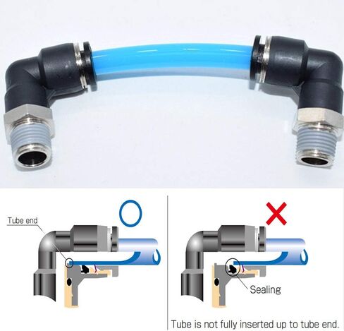 10PCS Pneumatic Male Elbow 3/8" Tube OD x 1/4" NPT Thread Push to Connect Air Fittings,90 Degree Quick Connector for Air Compressor Air Horn Air Bag in Kuwait