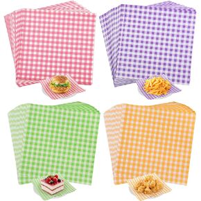 200 Pcs Waxed Deli Paper Sheets 7 x 7 Inch, Food Grade Greaseproof Sandwich Wrapping Paper, Colorful Gingham Basket Liners for Baking, Burger, Food Trays, Kitchen Picnic Party Supplies in Kuwait
