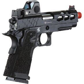 Lancer Tactical STRYK Hi-Capa 4.3 Gas Blowback Airsoft Pistol with Red Dot Mini Sight (Black/Gold) in Kuwait