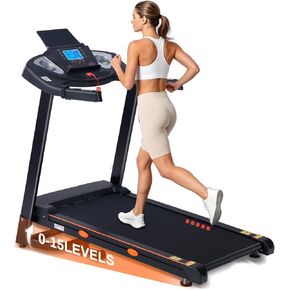 Treadmill for Home, 15-Level Auto Incline, 18" Wide Running Belt, 10 MPH | 350 LB Capacity, 3.0 HP, Shock Absorption, Bluetooth App in Kuwait