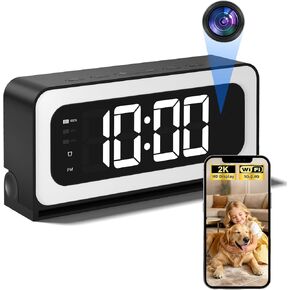 Gyliziex Clock Camera 2K, 5Ghz & 2.4Ghz WiFi Indoor Security Camera with Alarm, Full Colored Night Vision, Smart Motion Detection, Local Storage in Saudi Arabia