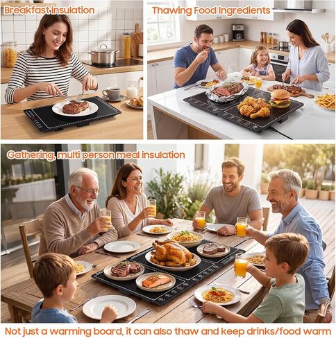 Electric Warming Tray, 3-in-1 Food Warmers for Parties Buffet with 10 Temp Settings and Timer, 25"x15" Glass Surface Warming Mat for Food, Modular Buffet Hot Plates for Catering and Gatherings in Kuwait