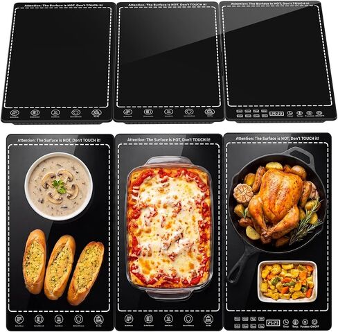 Electric Warming Tray, 3-in-1 Food Warmers for Parties Buffet with 10 Temp Settings and Timer, 25"x15" Glass Surface Warming Mat for Food, Modular Buffet Hot Plates for Catering and Gatherings in Kuwait