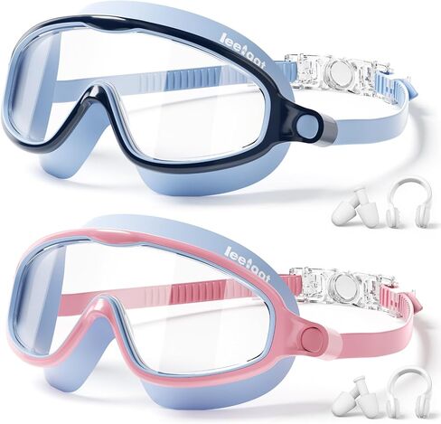 2 Pack Kids Swim Goggles, Anti-Fog UV Protection Swimming Goggles for Boys Girls Age 3-14, Leakproof Youth Goggles in Kuwait