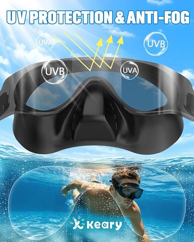 Keary Youth Adult Swimming Goggles with Nose Cover Anti-fog Pool Water Goggles with Clip in Back UV Protection Clear Vision in Kuwait