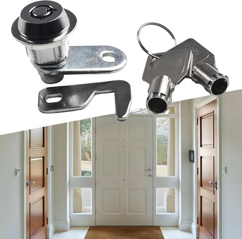 قفل كامة أنبوبي مع كاميرا بخطاف 90 درجة، أسطوانة قفل صندوق الأدوات من سبائك الزنك لصندوق أدوات الشاحنة، وآلة البيع، والخزانة والدرج، فضي in Kuwait