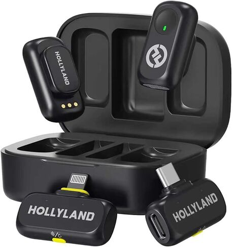 Hollyland Lark A1 Wireless Mini Microphone for iPhone & Android,48kHz/24-bit,3-Level Intelligent Noise Cancel,Wireless Microphones for YouTube,Podcast,Tiktok and Vlog (2TX + 2RX + Charging Case) in Kuwait
