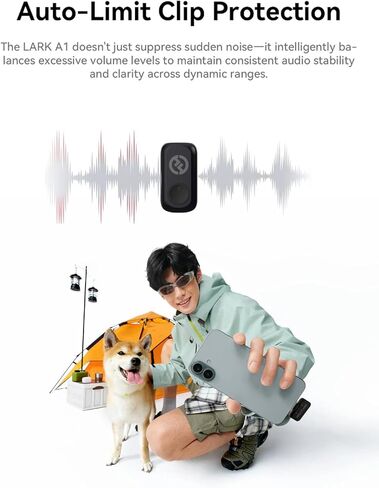 Hollyland Lark A1 Wireless Mini Microphone for iPhone & Android,48kHz/24-bit,3-Level Intelligent Noise Cancel,Wireless Microphones for YouTube,Podcast,Tiktok and Vlog (2TX + 2RX + Charging Case) in Kuwait