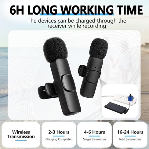 4 Pcs Professional Wireless Lavalier Microphone for Type C Phone Laptop PC K9 Dual Mics 4 Transmitter 2 Receiver Furry Windscreen USB Adapter 2/4 Person Video Mic for Vlog Interview Podcast in Kuwait