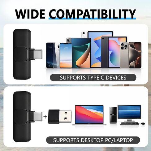 4 Pcs Professional Wireless Lavalier Microphone for Type C Phone Laptop PC K9 Dual Mics 4 Transmitter 2 Receiver Furry Windscreen USB Adapter 2/4 Person Video Mic for Vlog Interview Podcast in Kuwait